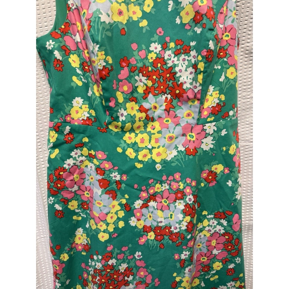 Talbots Women's SZ 2P Floral Sleeveless Fit and Flare Midi Dress‎ Green Pink - Picture 4 of 14